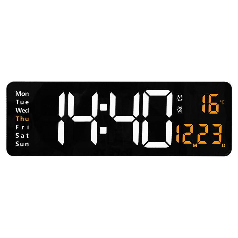 Large LED Digital Wall Clock with Remote Control – Dual Alarms, Adjustable Brightness, Temperature & Date Display, 12/24H