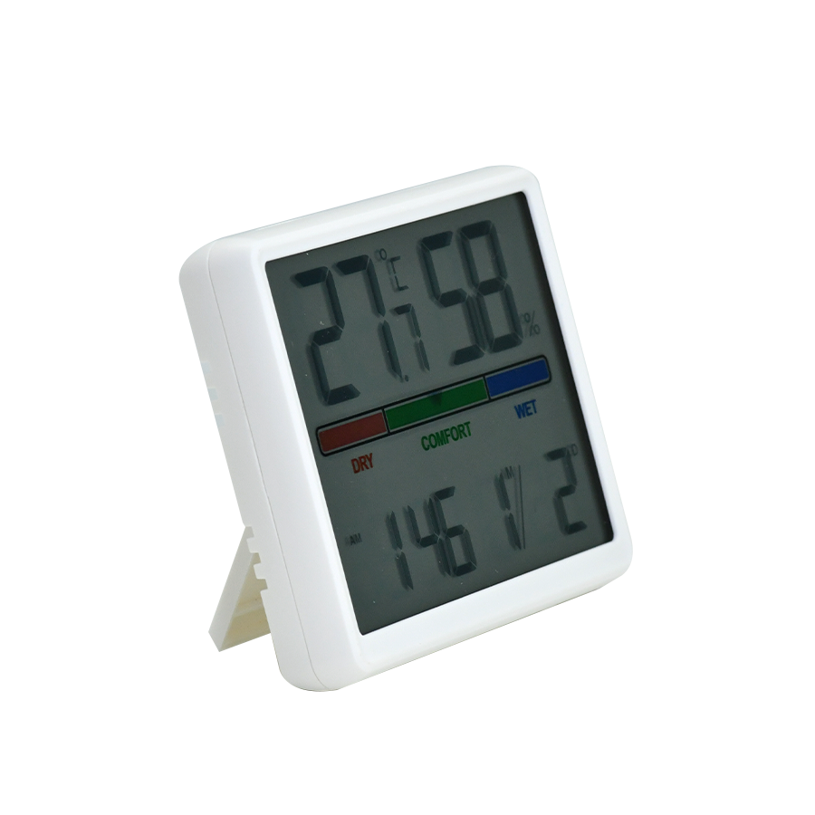Digital Thermometer & Hygrometer with Time, Date, Temperature & Humidity Monitor – Alarm & Snooze, Comfort Indicator, 12/24H