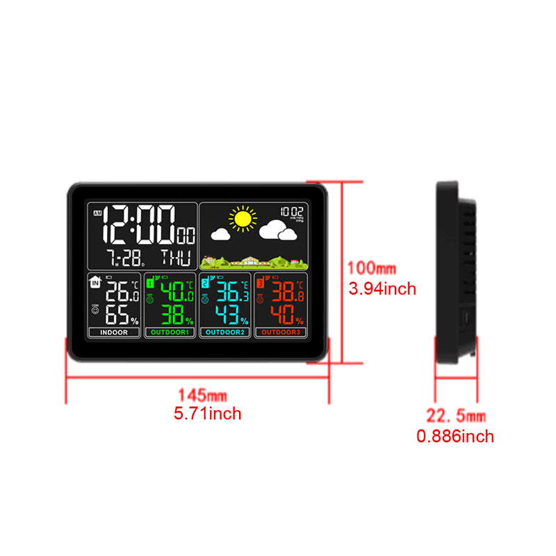 Wireless Indoor Outdoor Thermometer Weather Station, Digital Weather Clock with Dual Alarms, Multi-Channel Support, Temperature & Humidity Trends, Adjustable Backlight, Battery/AC Powered