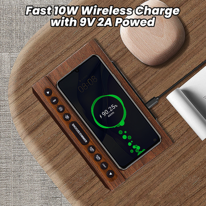 Digital Alarm Clock with Bluetooth, FM Radio, Wireless Charging & Night Light – Dual Alarms, USB Charging, Adjustable Brightness