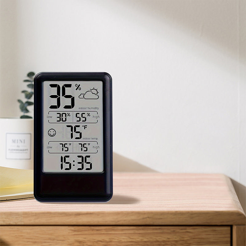Digital Thermometer Hygrometer with Max/Min Records, Weather Forecast, Indoor Temperature & Humidity Monitor, Alarm with Snooze, Emoji Comfort Display (Battery Powered)
