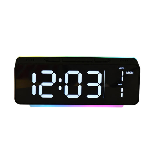 3-in-1 Digital Clock with Time, Date & Temperature Display, Compact Plug-in Alarm Clock for Living Room, Bedroom, Office – 4 Brightness Levels, 3 Volume Settings
