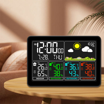 Wireless Indoor Outdoor Thermometer Weather Station, Digital Weather Clock with Dual Alarms, Multi-Channel Support, Temperature & Humidity Trends, Adjustable Backlight, Battery/AC Powered