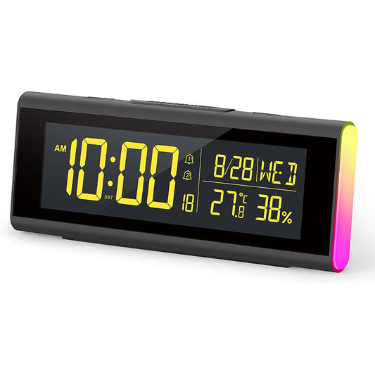 Colorful Night Light Alarm Clock with USB Charging, Plug-in LED Digital Clock for Kids, Teens, and Adults, Large Display, Dual Alarm, Dimmer, DST