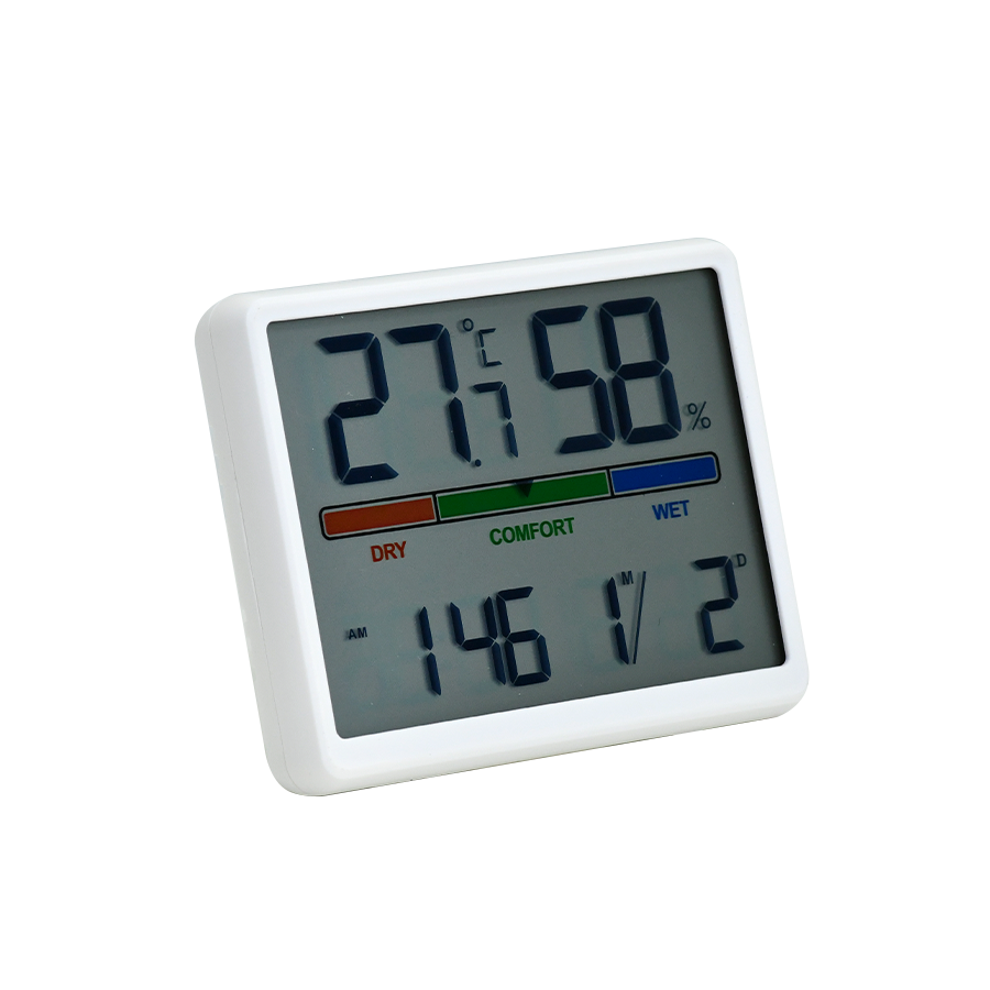 Digital Thermometer & Hygrometer with Time, Date, Temperature & Humidity Monitor – Alarm & Snooze, Comfort Indicator, 12/24H