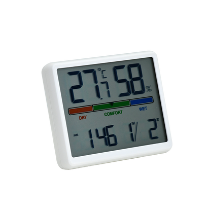 Digital Thermometer & Hygrometer with Time, Date, Temperature & Humidity Monitor – Alarm & Snooze, Comfort Indicator, 12/24H
