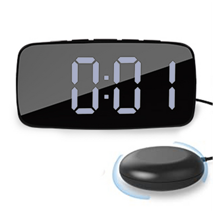 Vibrating Alarm Clock with Bed Shaker, Dual Alarms, Snooze & Night Light – USB Charging, 12/24H, Temperature Display