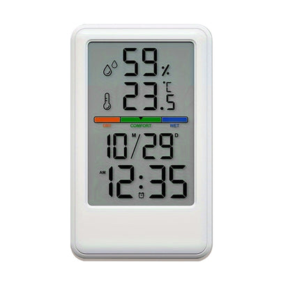 Digital Thermometer Hygrometer with Clock and Alarm, Indoor Temperature and Humidity Monitor with Backlight, Comfort Display, Max/Min Records, 12/24H, for Home Office Greenhouse