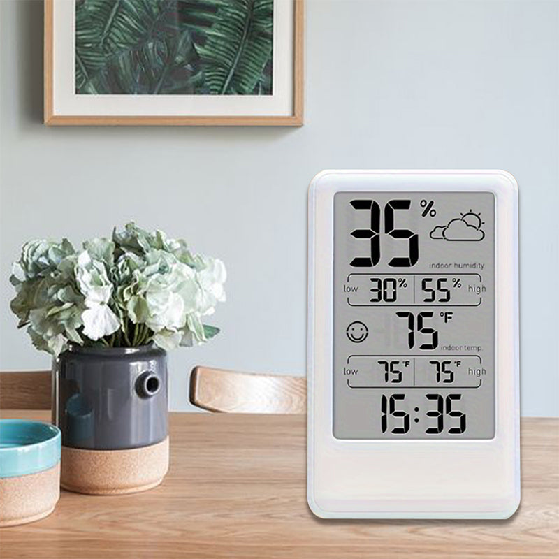 Digital Thermometer Hygrometer with Max/Min Records, Weather Forecast, Indoor Temperature & Humidity Monitor, Alarm with Snooze, Emoji Comfort Display (Battery Powered)