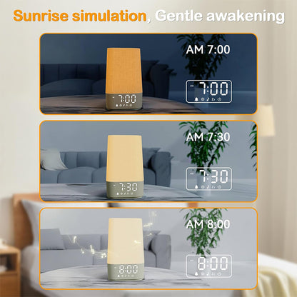 White Noise Machine with Sunrise Alarm Clock, 30 Soothing Sounds, Night Light, Sleep Timer, Adjustable Volume & Brightness – Ideal for Adults, Kids & Babies