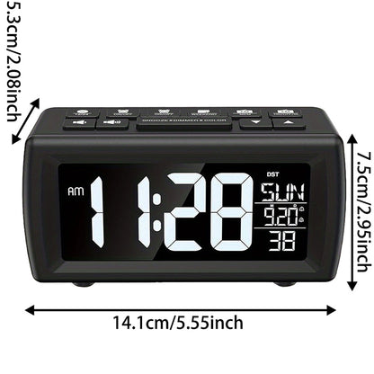 FM Radio Alarm Clock for Bedrooms, Loud Digital Clock for Heavy Sleepers with 7 Color Fonts, USB Charging, Dimmer, Dual Alarm, Snooze, Battery Backup