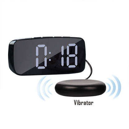 Vibrating Alarm Clock with Bed Shaker, Dual Alarms, Snooze & Night Light – USB Charging, 12/24H, Temperature Display