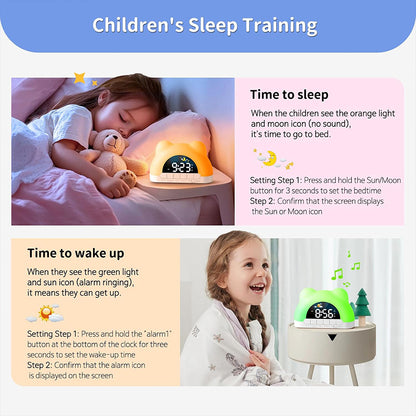 Kids Alarm Clock with Night Light, Sleep Training Clock for Toddlers, 12 Color Options, Sound Machine, Child Lock, Birthday Gift for Boys & Girls, Adapter Included