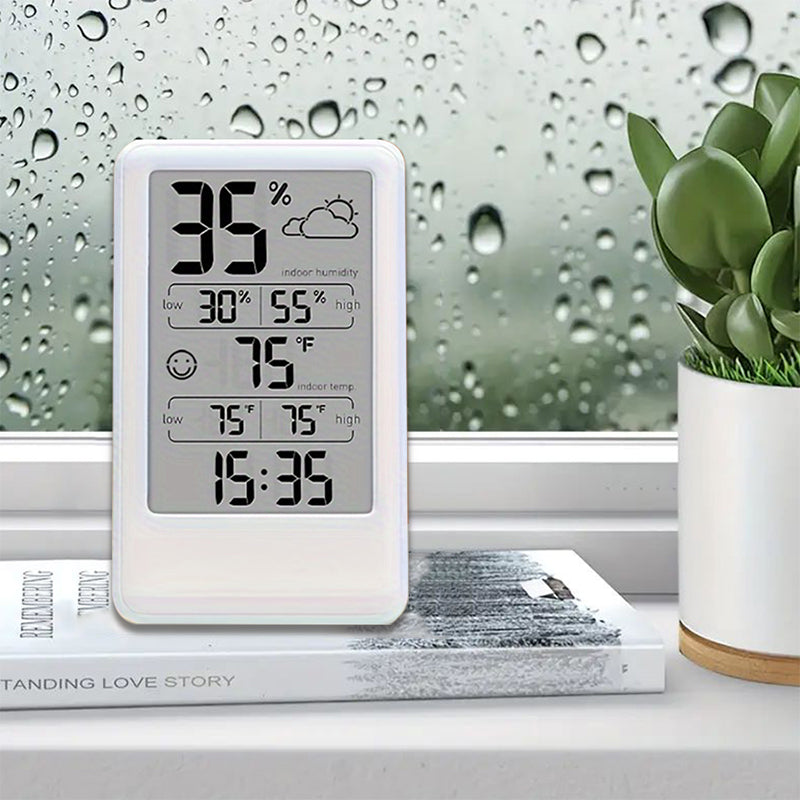 Digital Thermometer Hygrometer with Max/Min Records, Weather Forecast, Indoor Temperature & Humidity Monitor, Alarm with Snooze, Emoji Comfort Display (Battery Powered)