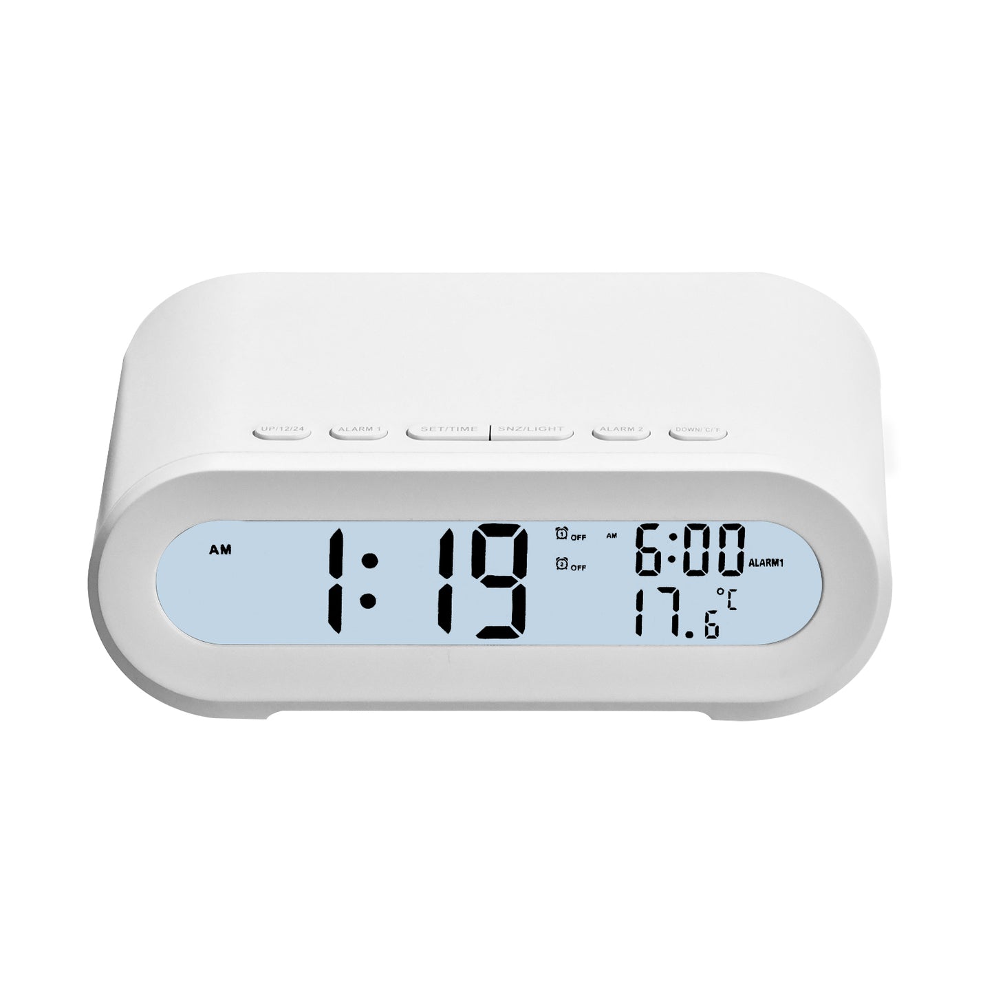 Digital Alarm Clock with FM Radio, USB Charging, Snooze & Night Light – Dual Alarm Sounds, 12/24H, Temperature & Date Display
