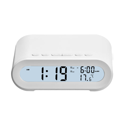 Digital Alarm Clock with FM Radio, USB Charging, Snooze & Night Light – Dual Alarm Sounds, 12/24H, Temperature & Date Display