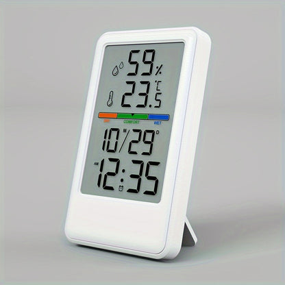 Digital Thermometer Hygrometer with Clock and Alarm, Indoor Temperature and Humidity Monitor with Backlight, Comfort Display, Max/Min Records, 12/24H, for Home Office Greenhouse