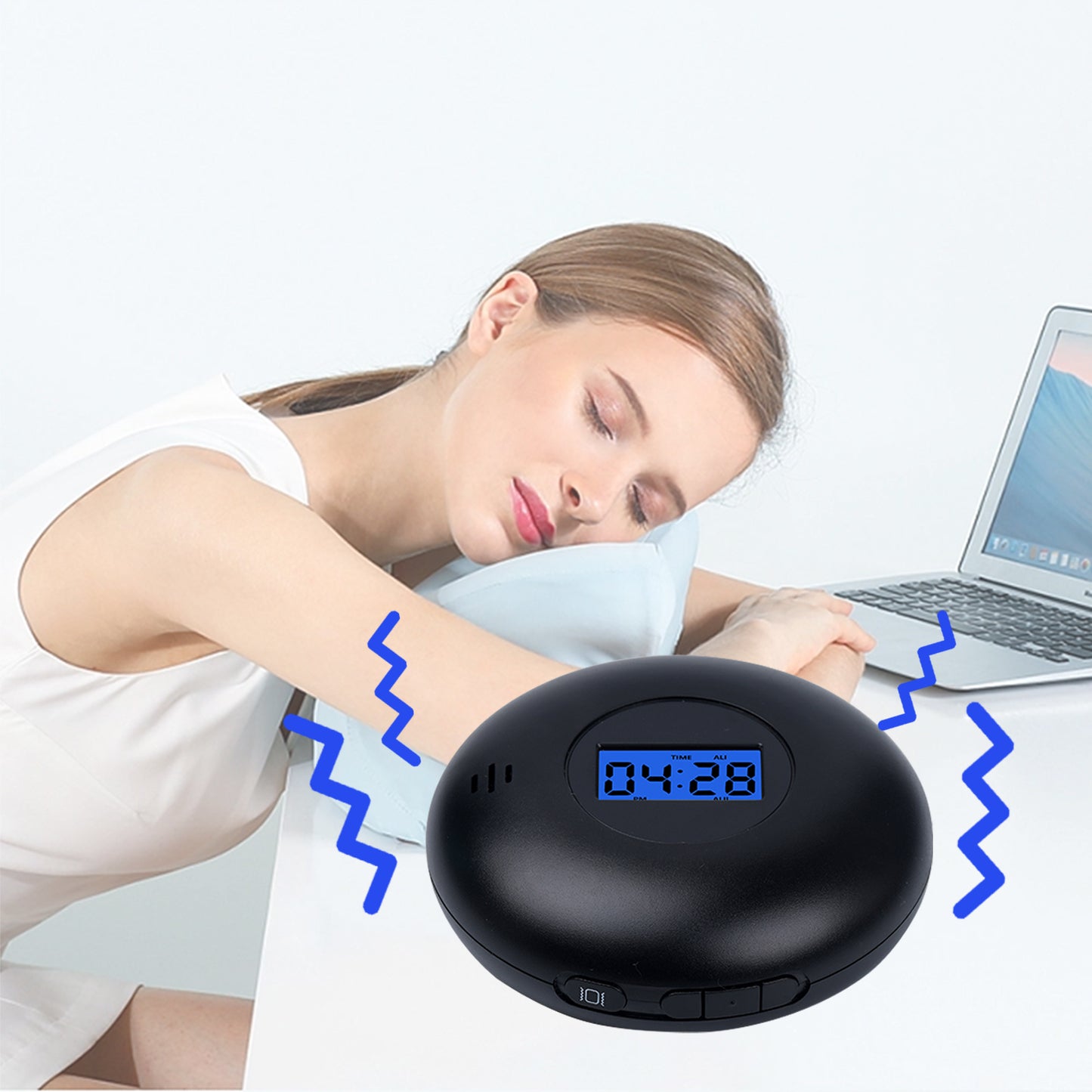 Vibrating Alarm Clock with Bed Shaker, Dual Alarms, Snooze & Night Light – USB Charging, 12/24H, Temperature Display