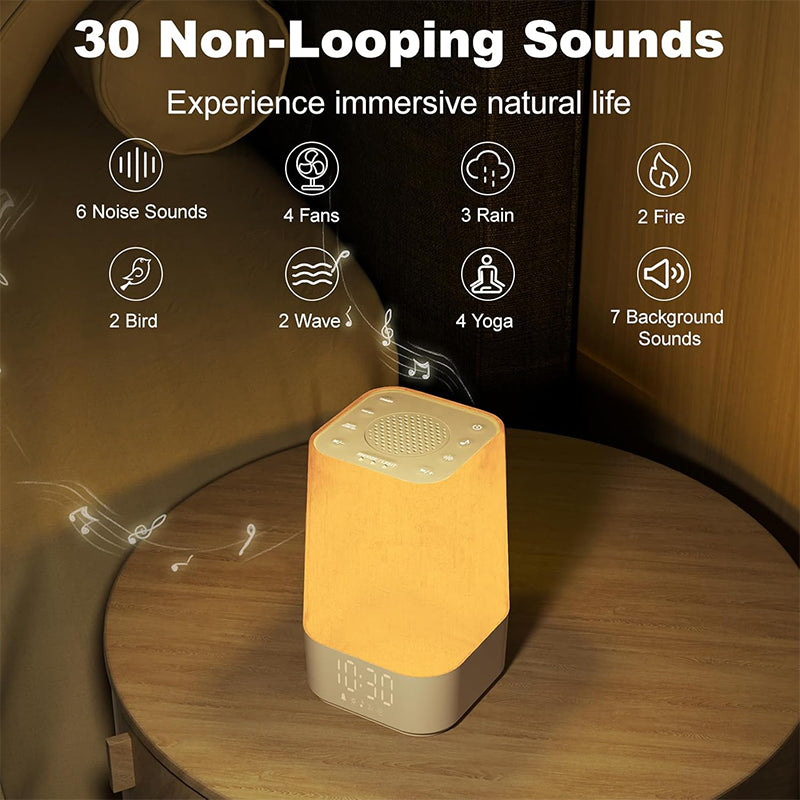 White Noise Machine with Sunrise Alarm Clock, 30 Soothing Sounds, Night Light, Sleep Timer, Adjustable Volume & Brightness – Ideal for Adults, Kids & Babies