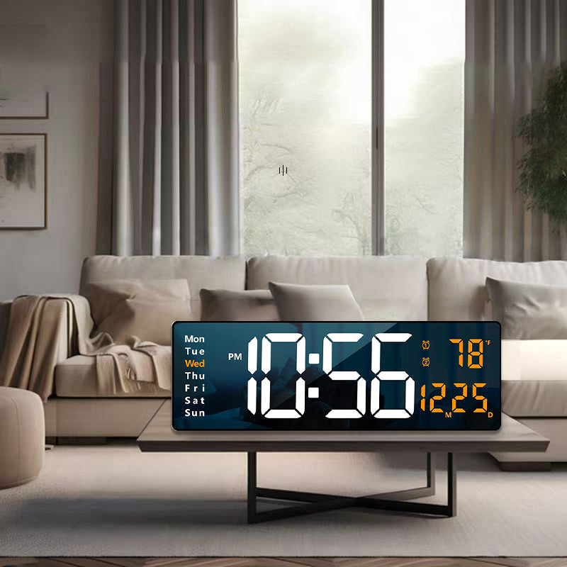 Large LED Digital Wall Clock with Remote Control – Dual Alarms, Adjustable Brightness, Temperature & Date Display, 12/24H