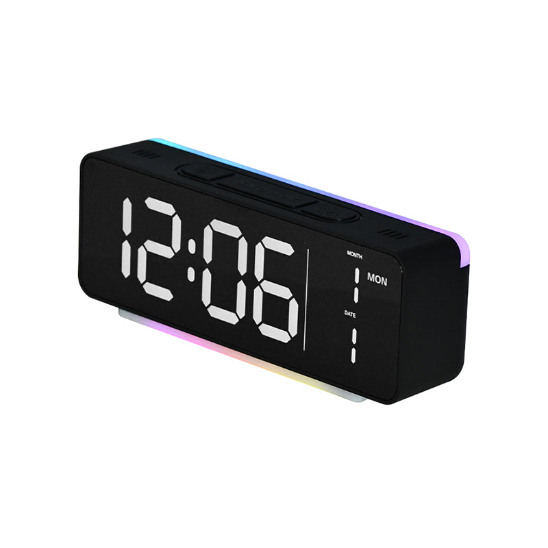 3-in-1 Digital Clock with Time, Date & Temperature Display, Compact Plug-in Alarm Clock for Living Room, Bedroom, Office – 4 Brightness Levels, 3 Volume Settings