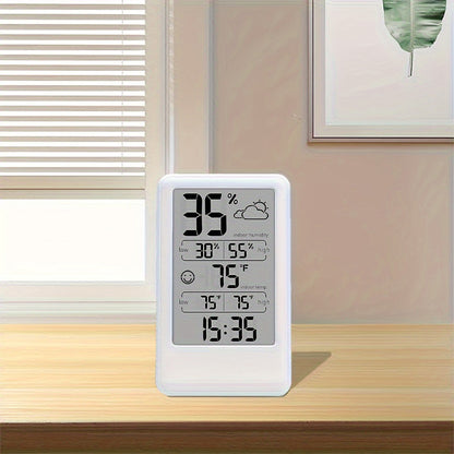 Digital Thermometer Hygrometer with Max/Min Records, Weather Forecast, Indoor Temperature & Humidity Monitor, Alarm with Snooze, Emoji Comfort Display (Battery Powered)