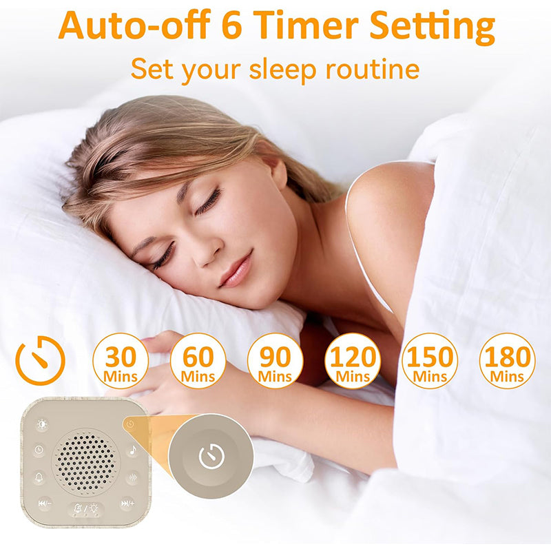 White Noise Machine with Sunrise Alarm Clock, 30 Soothing Sounds, Night Light, Sleep Timer, Adjustable Volume & Brightness – Ideal for Adults, Kids & Babies