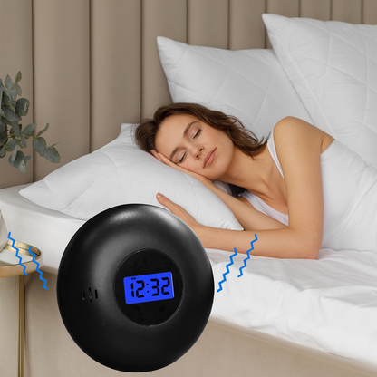Vibrating Alarm Clock with Bed Shaker, Dual Alarms, Snooze & Night Light – USB Charging, 12/24H, Temperature Display