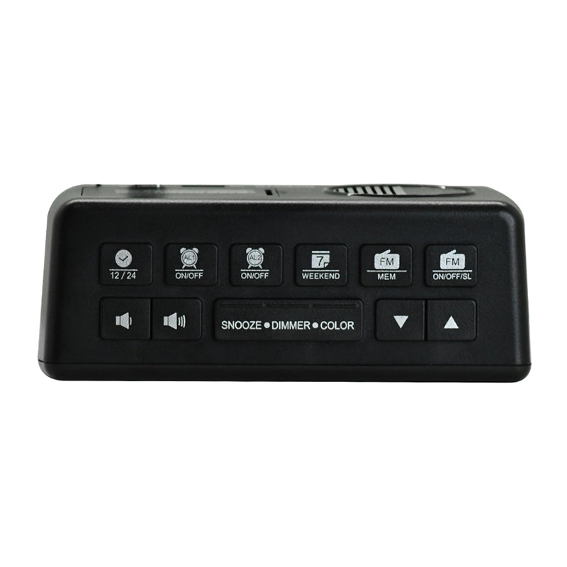 FM Radio Alarm Clock for Bedrooms, Loud Digital Clock for Heavy Sleepers with 7 Color Fonts, USB Charging, Dimmer, Dual Alarm, Snooze, Battery Backup