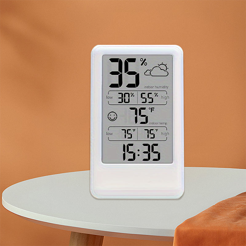 Digital Thermometer Hygrometer with Max/Min Records, Weather Forecast, Indoor Temperature & Humidity Monitor, Alarm with Snooze, Emoji Comfort Display (Battery Powered)