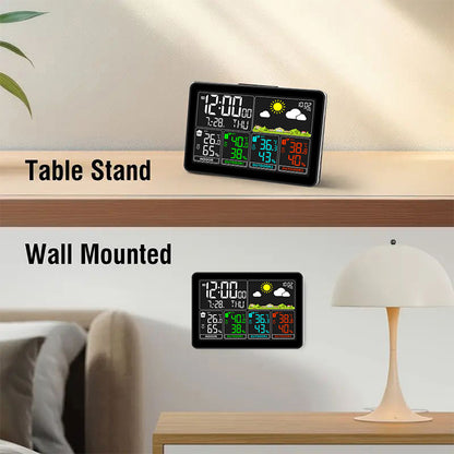 Wireless Indoor Outdoor Thermometer Weather Station, Digital Weather Clock with Dual Alarms, Multi-Channel Support, Temperature & Humidity Trends, Adjustable Backlight, Battery/AC Powered