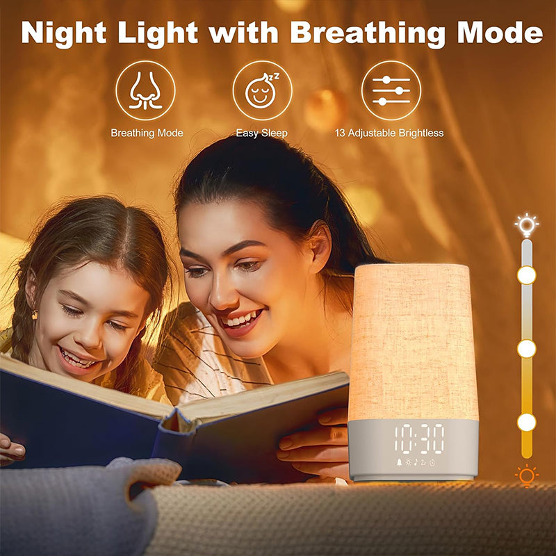 White Noise Machine with Sunrise Alarm Clock, 30 Soothing Sounds, Night Light, Sleep Timer, Adjustable Volume & Brightness – Ideal for Adults, Kids & Babies