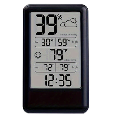 Digital Thermometer Hygrometer with Max/Min Records, Weather Forecast, Indoor Temperature & Humidity Monitor, Alarm with Snooze, Emoji Comfort Display (Battery Powered)