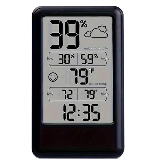 Digital Thermometer Hygrometer with Max/Min Records, Weather Forecast, Indoor Temperature & Humidity Monitor, Alarm with Snooze, Emoji Comfort Display (Battery Powered)