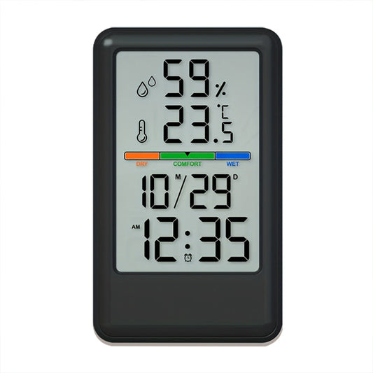 Digital Thermometer Hygrometer with Clock and Alarm, Indoor Temperature and Humidity Monitor with Backlight, Comfort Display, Max/Min Records, 12/24H, for Home Office Greenhouse