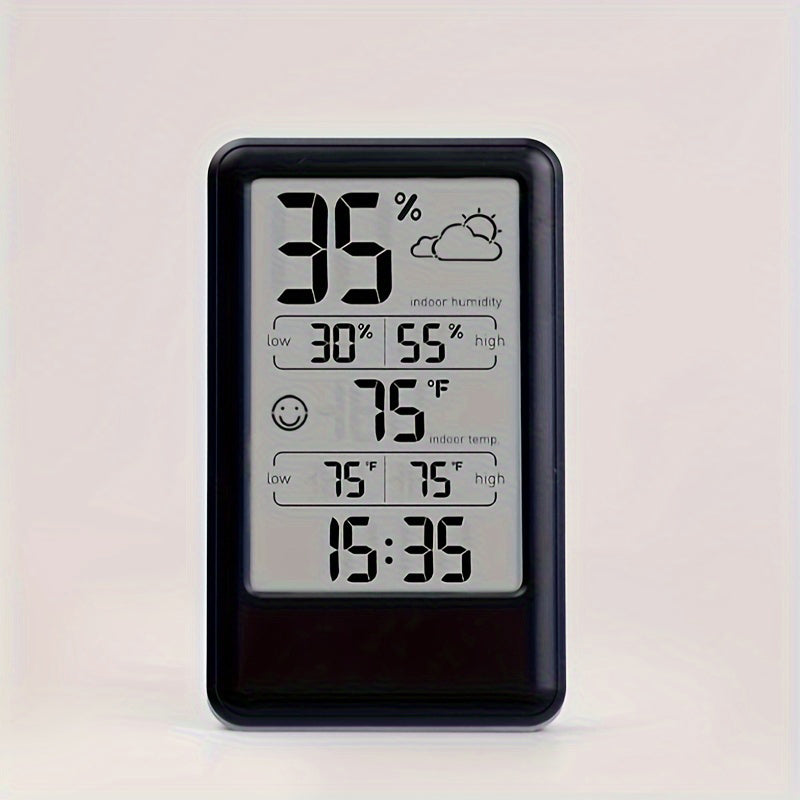 Digital Thermometer Hygrometer with Max/Min Records, Weather Forecast, Indoor Temperature & Humidity Monitor, Alarm with Snooze, Emoji Comfort Display (Battery Powered)