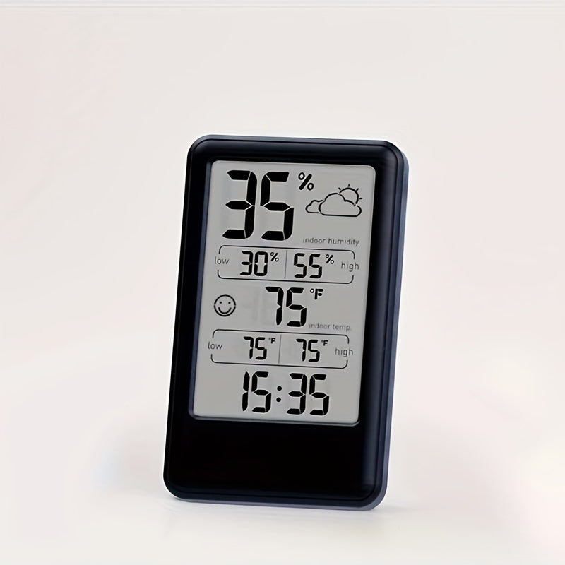 Digital Thermometer Hygrometer with Max/Min Records, Weather Forecast, Indoor Temperature & Humidity Monitor, Alarm with Snooze, Emoji Comfort Display (Battery Powered)
